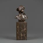 Beeld, Buste van een vrouw - 23 cm - Brons, Marmer
