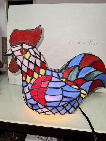 Tiffany - Lamp - Glas, Legering - Haan