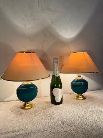 Deschuytener - Lampe de table (2) - Céramique, Laiton,