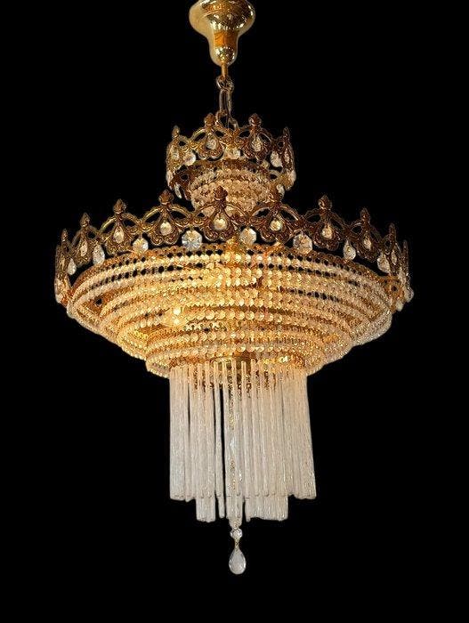 Plafondlamp - goudkleurig metaal,kristal, Maison & Meubles, Maison & Meubles | Autre