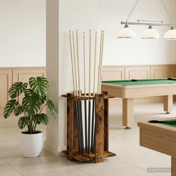vidaXL Biljartkeu-stand Bewerkt hout 42 x 43 x 60 cm Gerookt, Verzenden