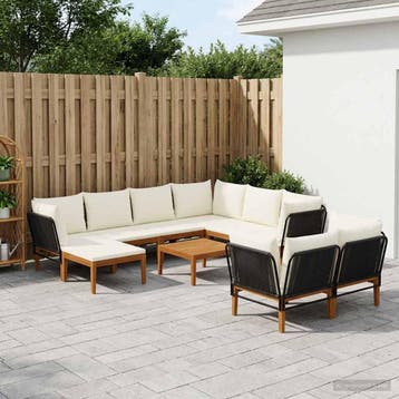 vidaXL 10 st Massief acaciahout & touw Naturel, Verzenden, Nieuw