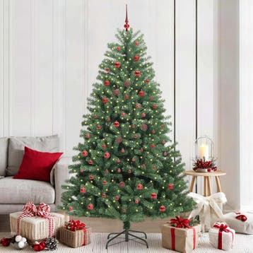 vidaXL Kunstmatige Hinged Kerstboom Groen 210 cm PVC en, Diversen, Kerst, Verzenden, Nieuw