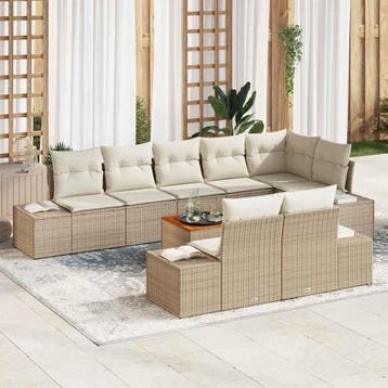 vidaXL Tuinbank Set 9 st Beige en wit, Tuin en Terras, Verzenden, Nieuw