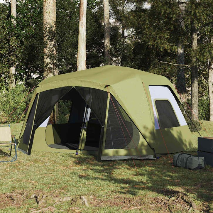 vidaXL Tent 10-persoons waterdicht snelontgrendeling groen, Caravans en Kamperen, Tenten, Nieuw, Verzenden