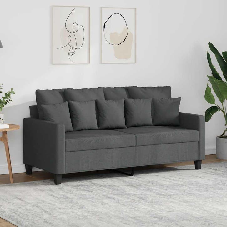 vidaXL Tweezitsbank / zetel 140 cm stof donkergrijs, Huis en Inrichting, Zetels | Zetels, Nieuw, Verzenden
