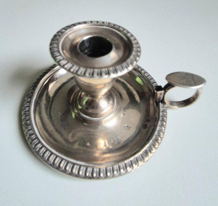 Irish Silver Chamber Stick, Candle Holder - James Scott -, Antiquités & Art, Antiquités | Argent & Or