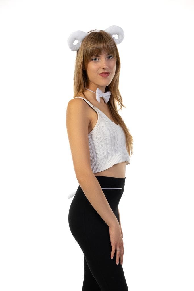 KIMU® Schaap Haarband Oren Strik Staart Diadeem Set Wit Hoor, Kleding | Dames, Carnavalskleding en Feestkleding, Nieuw, Ophalen of Verzenden