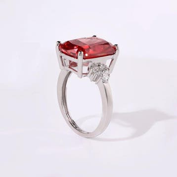 Ring - 14 karaat Witgoud - 8.35ct. tw. Rood Diamant (Fancy