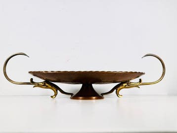 Kom - Brass and Copper Pedestal Bowl with Sculptural Duck