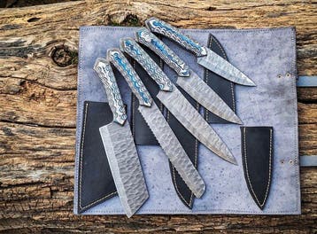 Kitchen/Chef Set ,Multipurpose Damascus hand forged Steel