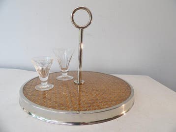 MPEA - Dienblad - Verzilverd/Plexiglas/Rotan