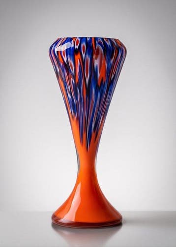 Vaas - Millefiori vaas op Tango-oranje glas • kring van