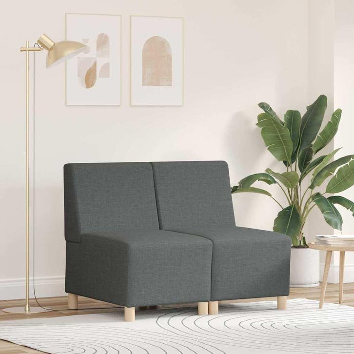 vidaXL Modulaire Sofa Eenheid Armless 2 pcs Donkergrijs, Huis en Inrichting, Zetels | Zetels, Nieuw, Verzenden
