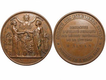 Frankrijk. Lot de 4 grandes médailles anciennes en cuivre et