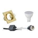 LED Spot Set 4W - Kantelbare Vierkante Inbouwspot Mat Goud,, Verzenden, Nieuw