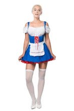 Dirndl Jurk Oktoberfest Blauw Rood, Verzenden, Nieuw