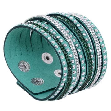 Fako Bijoux - Armband - Breed - Strass - Donkergroen, Verzenden, Nieuw
