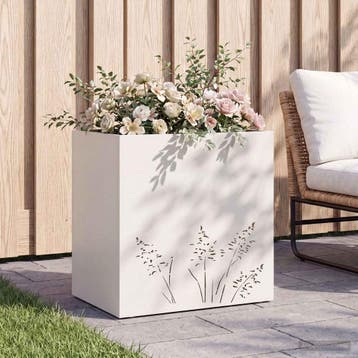 vidaXL Plantenbak Wit 50 x 30 x 49 cm Koudgewalst staal, Verzenden, Nieuw
