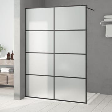 vidaXL Inloopdouchewand 140x195 cm mat ESG-glas zwart, Verzenden, Nieuw