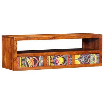 vidaXL Tv-wandmeubel 90x30x30 massief acaciahout meerkleurig, Huis en Inrichting, Woonaccessoires | Cd- en Dvd-rekken, Verzenden
