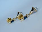 Oorbellen - 18 karaat Geel goud, Mid-Century saffier,, Nieuw