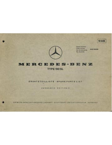 1963 MERCEDES BENZ 190 SL ONDERDELENBOEK DUITS | ENGELS