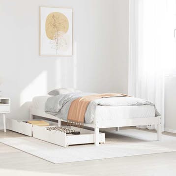 vidaXL Bedframe zonder matras massief grenenhout wit 140x200, Verzenden, Nieuw