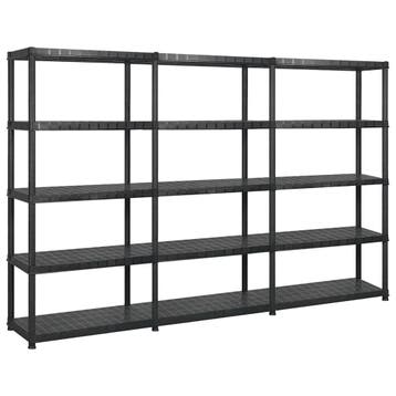 vidaXL Opbergrek 5-laags 255x40x185 cm kunststof zwart, Verzenden