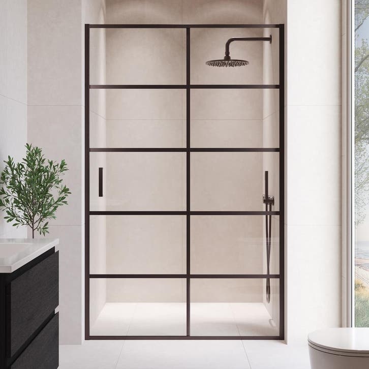 Douchewand Calgary 100 x 190 cm - Met Lijnen - Zwart, Doe-het-zelf en Bouw, Sanitair, Nieuw, Verzenden