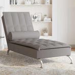 vidaXL Massage chaise longue met bolster stof taupe, Verzenden, Nieuw