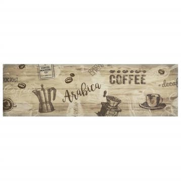 vidaXL Keukenmat wasbaar koffieprint 45x150 cm fluweel bruin, Verzenden, Nieuw