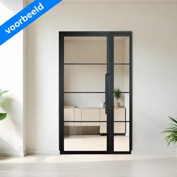 OUTLET: Stalen Binnendeur met glaspaneel Zwart4 Vlaks 2347x1, Bricolage & Construction, Binnendeur