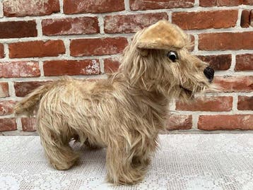 Steiff - Pluche dier 2 NOSTALGISCHE VINTAGE TERRIËRS HONDEN-