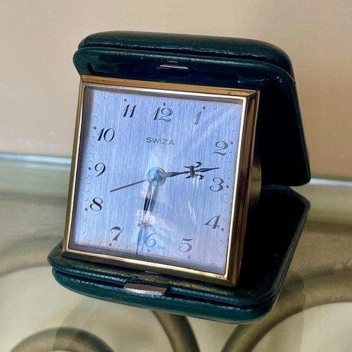Klok - Swiza (Made in Swiss) - Mid-century modern Staal -, Antiek en Kunst, Curiosa en Brocante