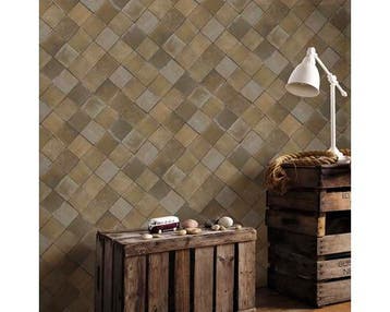Superfresco Easy Terra Tiles Vliesbehang - Bruin 10,05 m x 5, Verzenden, Nieuw