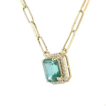 Halsketting - 14 karaat Geel goud - 2.64ct. tw. Smaragd -, Nieuw