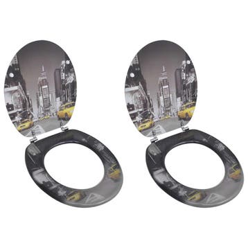 vidaXL Toiletbrillen met deksels 2 st New York MDF, Verzenden, Nieuw