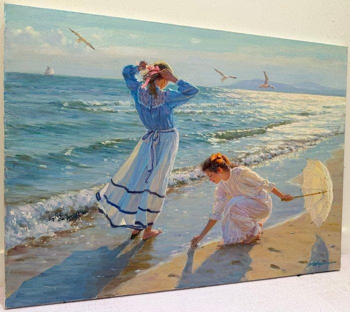Alexandre Averine (1952) - Beautiful Seashell - Summer, Antiquités & Art, Art | Peinture | Classique