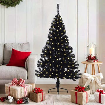 vidaXL Kunststof Voorverlichte Kerstboom met 150 LED Zwart, Verzenden