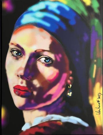 Peter Klashorst (1957) - Meisje met de Parel - Vermeer after, Antiek en Kunst