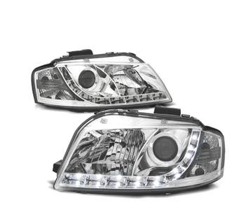 Phares Pour Audi A3 8P Feux Diurnes Led Fond Chromé, Verzenden