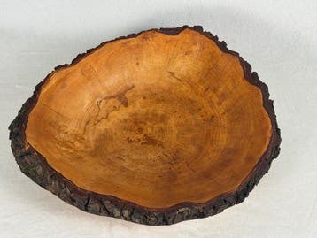 Decoratief dienblad - Sculpturele kom uit massief hout -