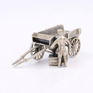 NO RESERVE - C.A. Stout - Miniatuur werkman met kar -