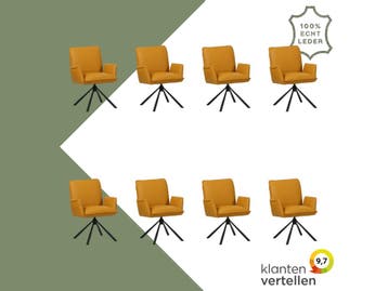 Set van 8 Leren draaibare eetkamerstoelen Elite - Toledo, Huis en Inrichting, 60 tot 90 cm, Nieuw, Leer, Ophalen of Verzenden