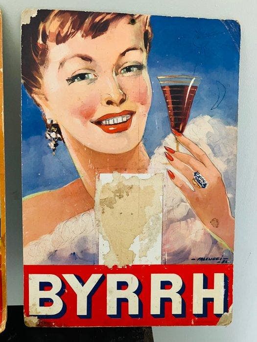 BYRRH - BYRRH - Panneau (2) - Carton, Antiek en Kunst, Antiek | Wandborden en Tegels