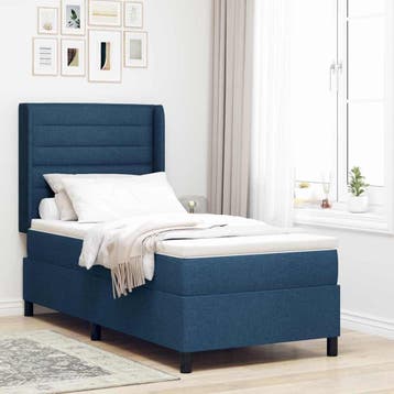 vidaXL Boxspring bed met kussen met hoofdeinde Blauw 190 x, Verzenden, Nieuw