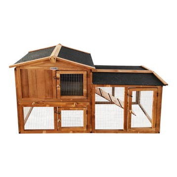 Lendo Online Clapier Lapin Extérieur 145x45x85 Bois Marron, Animaux & Accessoires
