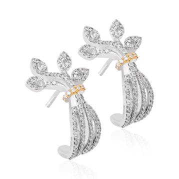 Boucles doreilles - 14 carats Or jaune, Plaqué rhodium -