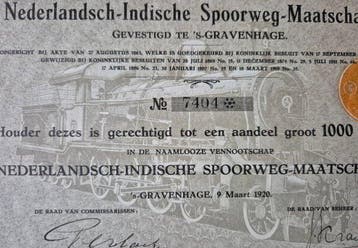 Pays-Bas. 1000 Gulden - 1920 Nederlandsch-Indische Spoorweg